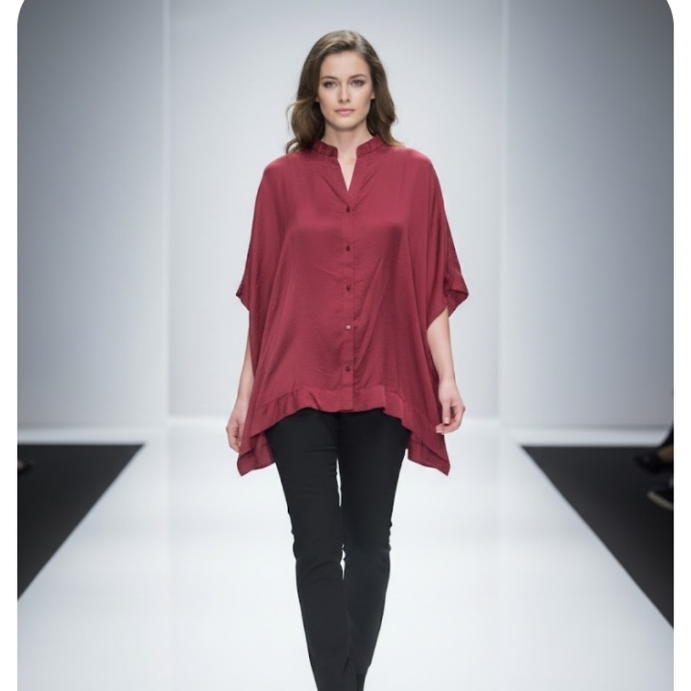Umgee Burgundy Button-Up Blouse